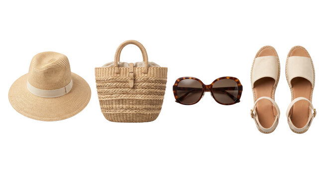 Set of summer beach fashion accessories for women