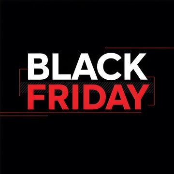Black Friday sale banner with bold red and white text. High-impact retail discount promotion for shopping events and e-commerce.