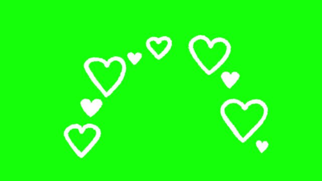 vlog動画を想定した落書き風のかわいいハートのアーチアニメーション(白色)／A cute white hand-drawn heart arch animation designed for vlog videos
