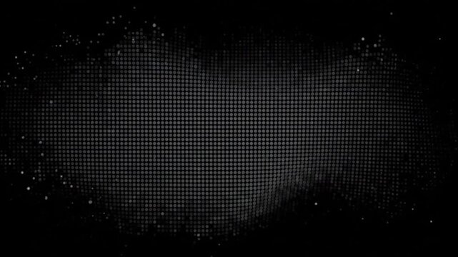 Abstract digital halftone dot pattern on black background