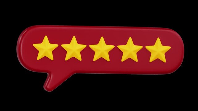 5 Star Customer Review Rating Speech Bubble 3D Animation