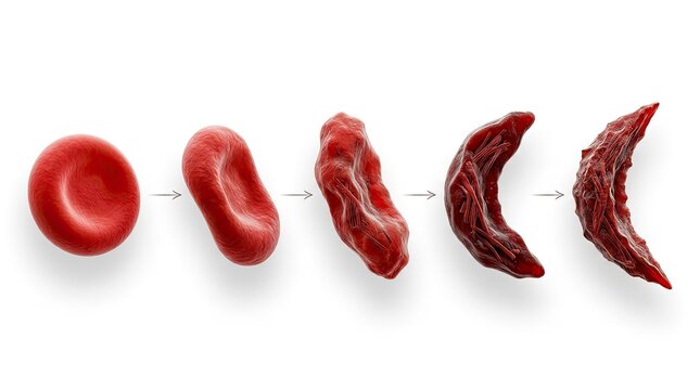 Veterans day scientific visualization showing the morphological change of a red blood cell during sickling with morphology pathology hematology hemoglobin