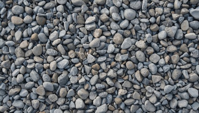 Textured Pebble Surface with Gray and Brown Stones in Natural Arrangement