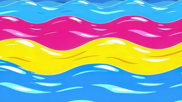 Pansexual pride flag wavy pattern with subtle motion in a seamless loop for LGBTQ+ pride events and awareness campaigns