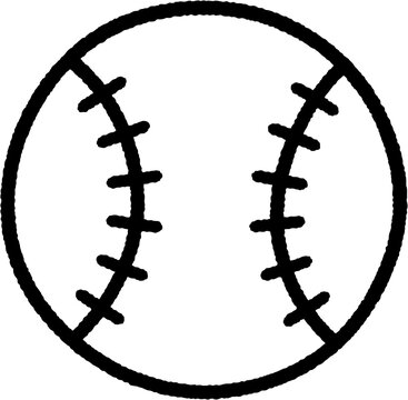 Baseball ball with stitching hand drawn line art illustration