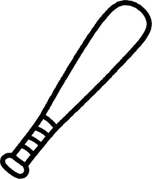 Wooden baseball bat hand drawn line art illustration
