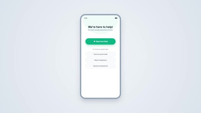 Live Chat Support Start Screen Mobile UI Animation