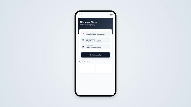 Hotel Stay Search Screen Mobile UI Animation