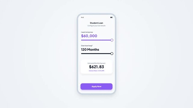 Student Loan Calculator Smartphone UI Animation Screen