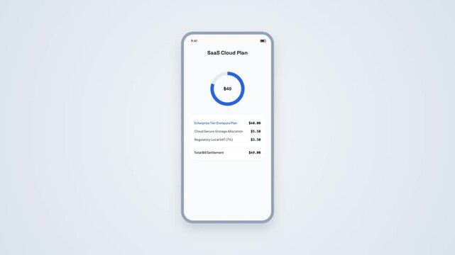 SaaS Cloud Plan Billing Meter Animation Smartphone Mobile App Interface