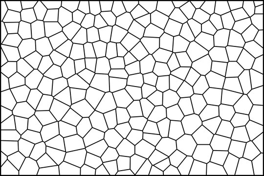 Abstract black geometric voronoi cell pattern on white background vector line art