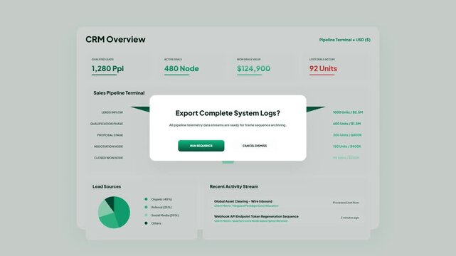 Sales Pipeline Funnel and CRM Dashboard UI Animation