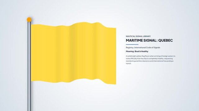 International Maritime Signal Flag Quebec Waving on Pole for Nautical Communication Loop Animation