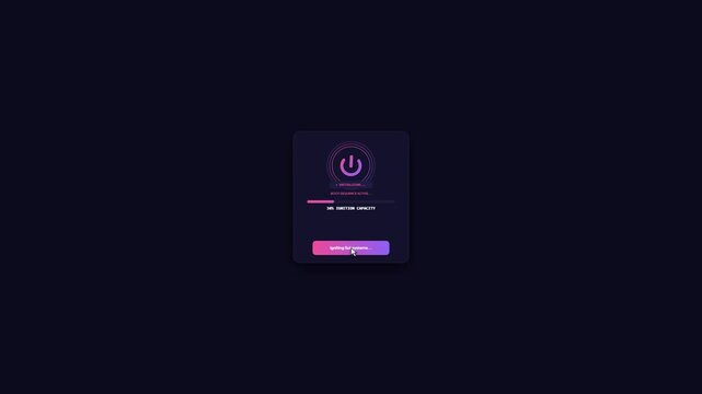 Launch Neural Engine Power System UI Animation with Core Capacity Progress Bar for AI Ignition System