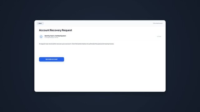 Web Dashboard Email Notification for Account Recovery Password Reset UI Design Animation Video