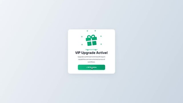 Loyalty Program VIP Partner Gift UI Popup Card and VIP Upgrade Active Success Animation