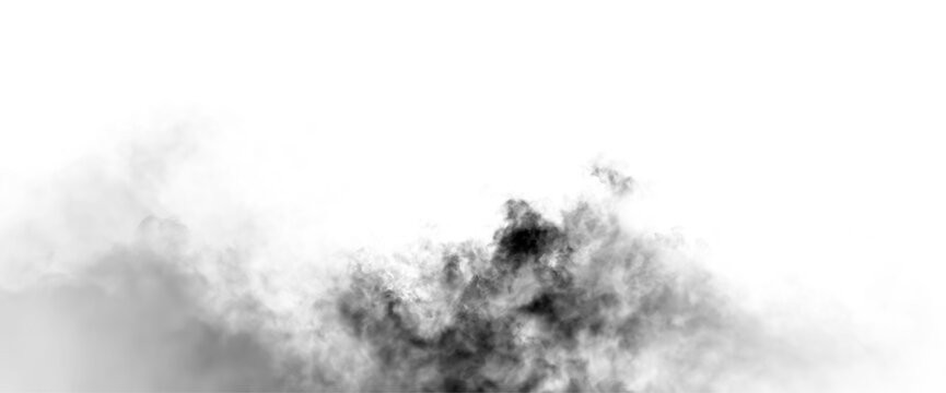 Smoke rises in clouds against a transparent backdrop showing a pattern of movement and depth in black tones