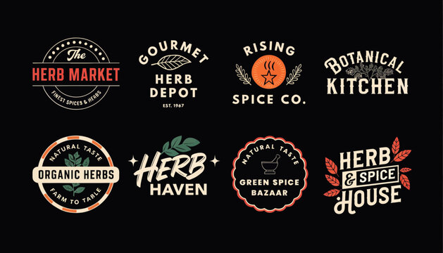 Retro Vintage Herb and Spice Logos Collection