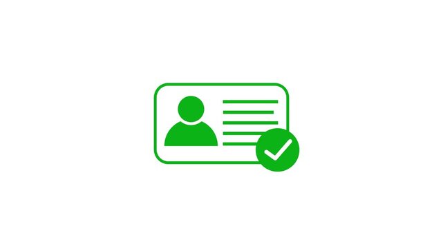 Approved Id card animation. NID card verify icon motion graphics. Personal data verification, nid card verify, Driver's license verified animation isolated on black background 4k video