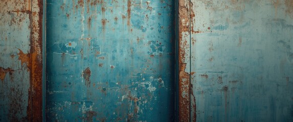 Fototapeta na wymiar Rusty Blue Metal Surface with Textured Patina and Scratches