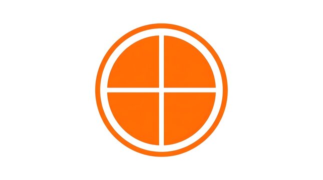 Minimalist orange circular logo icon divided into four equal quadrants isolated on white background