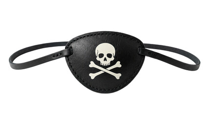 Naklejka premium Black pirate eye patch with white skull and crossbones design for halloween costume isolated on transparent background