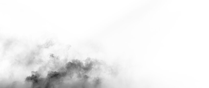 Black smoke rising on a transparent background creates an abstract visual effect in motion