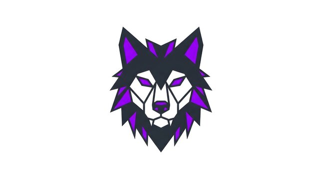 Geometric Wolf Head Logo in Dark Grey and Purple Tones
