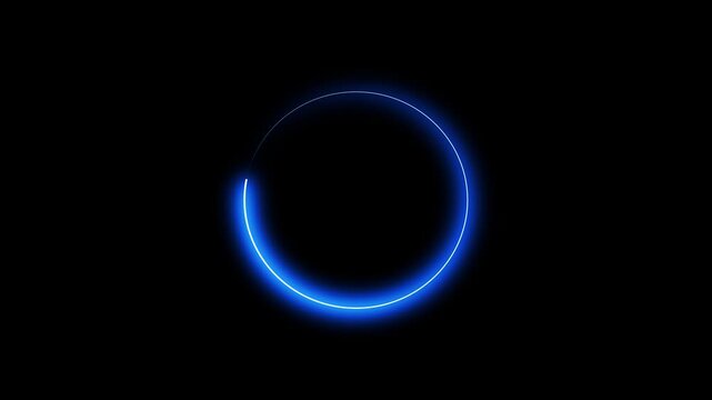 Glowing neon circle frame overlay Border looping animation 4k, Round circle picture frame Blue light moving for overlay element.