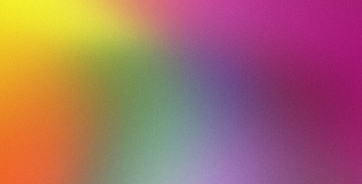 Vibrant Sunny Yellow, Warm Orange, Muted Green, and Deep Magenta Gradient Abstract Background Featuring Heavy Grainy Noise Texture