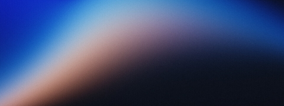 Abstract Royal Blue, Soft Peach, and Midnight Navy Gradient Background Featuring Diagonal Light Beam with Heavy Grainy Noise Texture