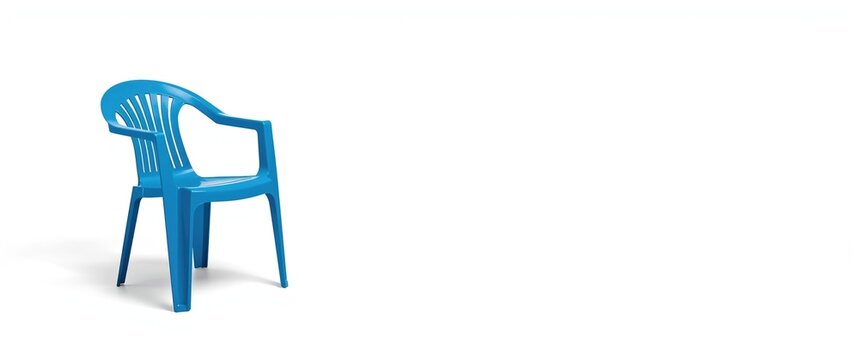 Blue Plastic Chair Isolated on White with Simple Design