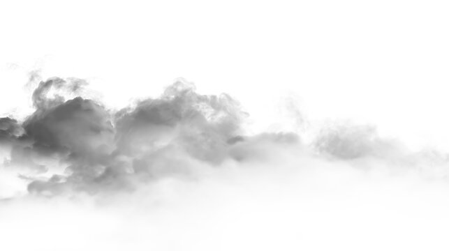 Clouds in black on a transparent background showing texture and shapes in varying sizes and forms during day time