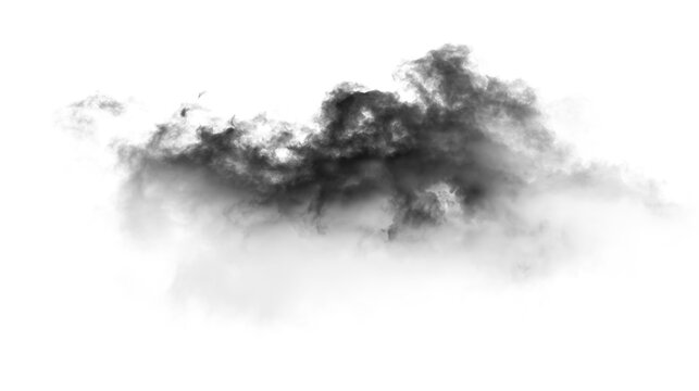 Black smoke billows on a transparent background