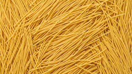 Fototapeta premium Dry Angel Hair Pasta Texture Background Close Up with Fine Delicate Pasta Strands