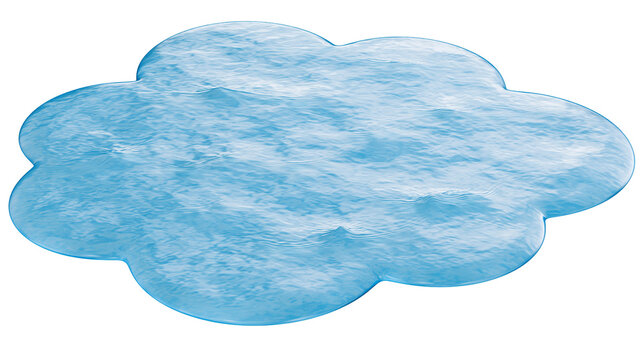 Blue cloud shape filled with rippling water, isolated on transparent background