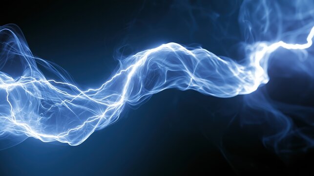 Electric blue plasma arc across a dark background.