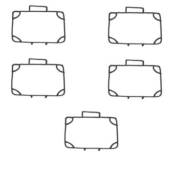 Cartoon Suitcase Outline Brush Set for Kids, Simple Travel Luggage Line Art Collection for Coloring Book

