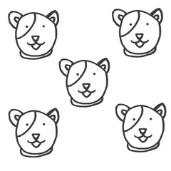 Cute Cartoon Dog Face Outline Brush Set for Kids, Happy Puppy Line Art Collection with Patch Eye for Coloring
