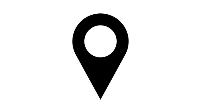 Black map pin icon location marker symbol, isolated on transparent background