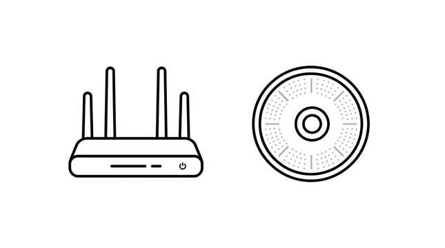 Crypto mining rig and coin stack icons. Digital currency hardware symbols isolated on transparent background