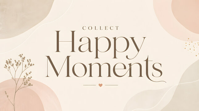 Inspirational quote text, lettering, motivated design with warm pastel abstract shapes and floral elements for positive mindset