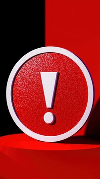 Red exclamation mark sign. Warning danger alert symbol.