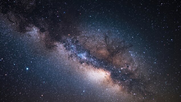 Galaxy Cluster with Stars and Nebulae in Dark Space