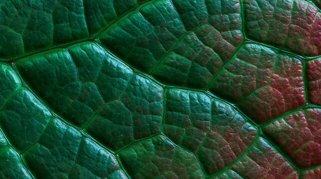 Macro Close Up of Green Leaf Texture and Veins