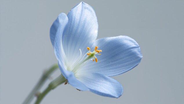 Blue Flower Closeup with Delicate Petals Against a Light Background