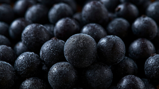 Fresh Frozen Acai Berries Close Up Macro View
