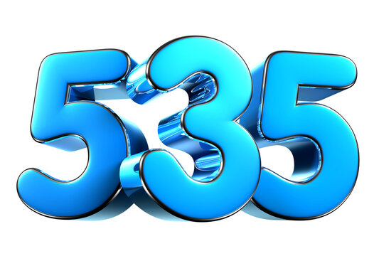 Blue number 535 3d illustration. Advertising signs. Product design. Product sales