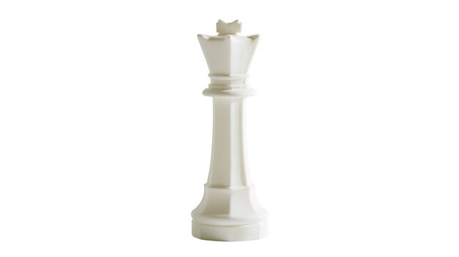 White ceramic queen chess piece, isolated on transparent background