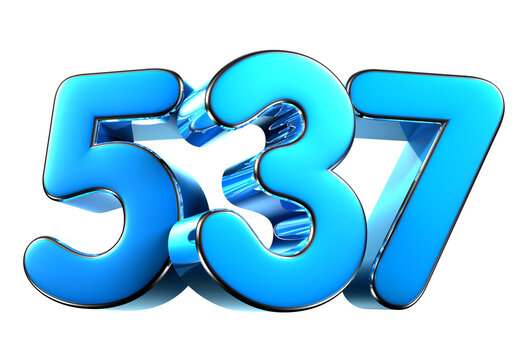 Blue number 537 3d illustration. Advertising signs. Product design. Product sales